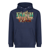 Navy faith over fear cross Heavyweight Hoodie - NancyCooperArtShop