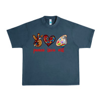 Midnight Navy peace love art Urban Heavy Tee - texasbilliewilder