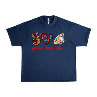 Navy peace love art Urban Heavy Tee - texasbilliewilder