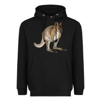 Black Hand Drawn Wallaby Animal Heavyweight Hoodie - LillyAllenDesigns