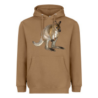Toasted Coconut Hand Drawn Wallaby Animal Heavyweight Hoodie - LillyAllenDesigns