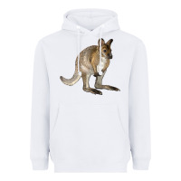 White Hand Drawn Wallaby Animal Heavyweight Hoodie - LillyAllenDesigns