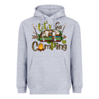 Heather Grey let's go camping Heavyweight Hoodie - BarkalooDesign