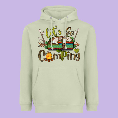 Let's Go Camping Heavyweight Hoodie Designed By Barkaloodesign