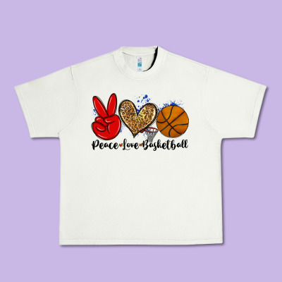 Peace Love Basketball Urban Heavy Tee Designed By Zillion Design Studio