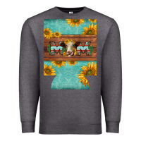 Charcoal Heather mom hereford cattle sunflowers on tooled leather regular can cooler Premium Sweatshirt - BarkalooDesign