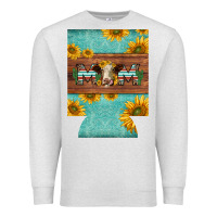 Oatmeal Heather mom hereford cattle sunflowers on tooled leather regular can cooler Premium Sweatshirt - BarkalooDesign
