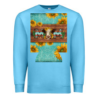 Ocean Blue mom hereford cattle sunflowers on tooled leather regular can cooler Premium Sweatshirt - BarkalooDesign