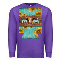 Purple mom hereford cattle sunflowers on tooled leather regular can cooler Premium Sweatshirt - BarkalooDesign