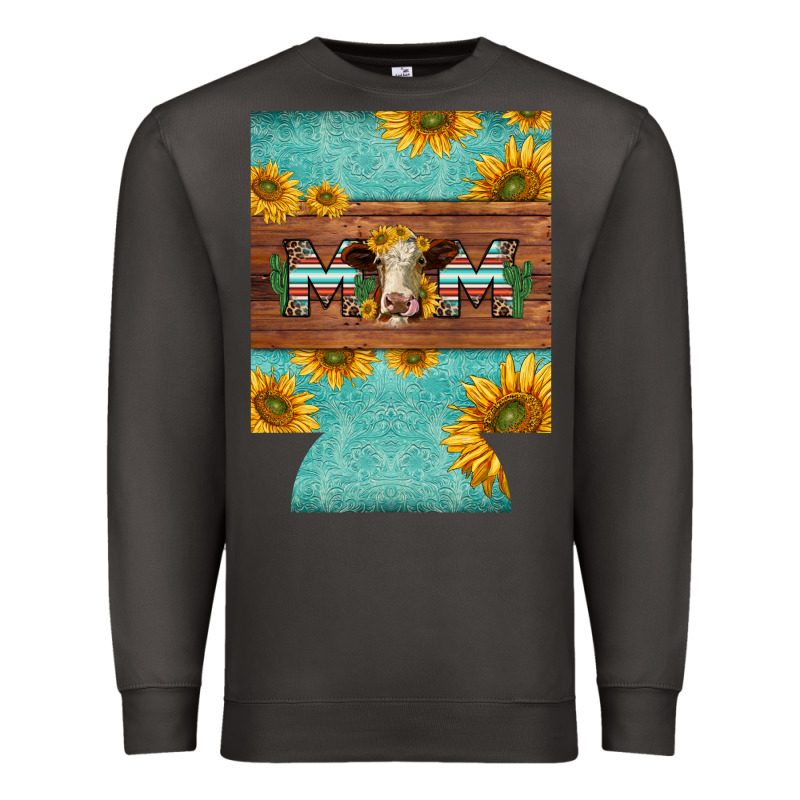 Mom Hereford Cattle Sunflowers On Tooled Leather Regular Can Cooler Premium Sweatshirt by BarkalooDesign | Teevron