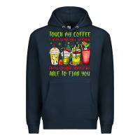 Navy christmas characters coffee cups Premium Hoodie - MaliasSmallBusiness