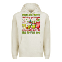 Oatmeal Heather christmas characters coffee cups Premium Hoodie - MaliasSmallBusiness