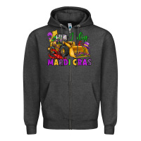 Charcoal Heather i dig mardi gras bulldozer Zipper Hoodie - JahusDesignShop