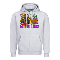 Heather Grey i dig mardi gras bulldozer Zipper Hoodie - JahusDesignShop