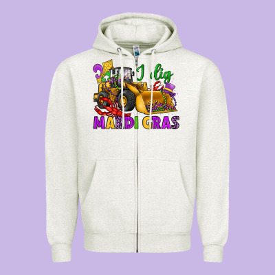 I Dig Mardi Gras Bulldozer Zipper Hoodie Designed By Jahusdesignshop