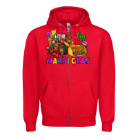 Red i dig mardi gras bulldozer Zipper Hoodie - JahusDesignShop