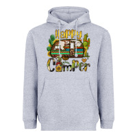 Heather Grey happy camper caravan and gnome Heavyweight Hoodie - BarkalooDesign