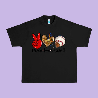 Peace Love Baseball Urban Heavy Tee Designed By Zillion Design Studio