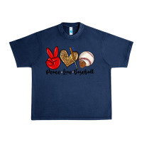 Navy peace love baseball Urban Heavy Tee - Zillion Design Studio