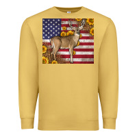 Antique Gold Western American Flag And Deer Premium Sweatshirt - LillyAllenDesigns