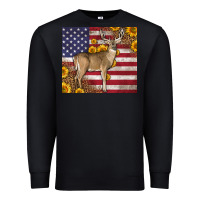 Black Western American Flag And Deer Premium Sweatshirt - LillyAllenDesigns