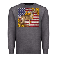 Charcoal Heather Western American Flag And Deer Premium Sweatshirt - LillyAllenDesigns