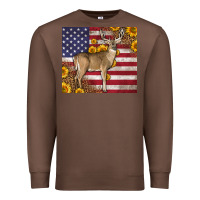 Chestnut Western American Flag And Deer Premium Sweatshirt - LillyAllenDesigns