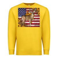 Lemon Western American Flag And Deer Premium Sweatshirt - LillyAllenDesigns