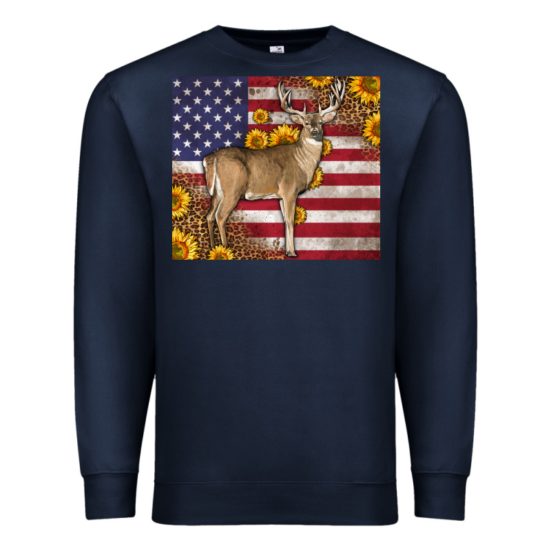 Western American Flag And Deer Premium Sweatshirt by LillyAllenDesigns | Teevron