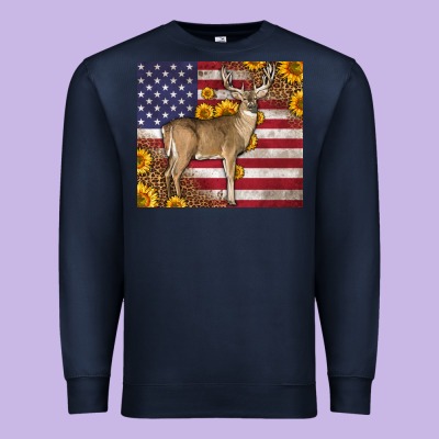 Western American Flag And Deer Premium Sweatshirt Designed By Lillyallendesigns
