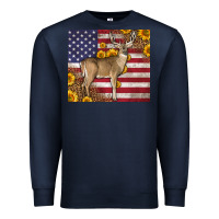 Navy Western American Flag And Deer Premium Sweatshirt - LillyAllenDesigns
