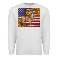 Oatmeal Heather Western American Flag And Deer Premium Sweatshirt - LillyAllenDesigns
