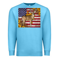 Ocean Blue Western American Flag And Deer Premium Sweatshirt - LillyAllenDesigns