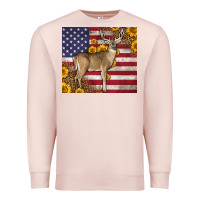 Pale Pink Western American Flag And Deer Premium Sweatshirt - LillyAllenDesigns