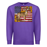 Purple Western American Flag And Deer Premium Sweatshirt - LillyAllenDesigns