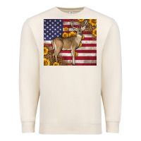 Sandshell Western American Flag And Deer Premium Sweatshirt - LillyAllenDesigns