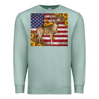 Seafoam Western American Flag And Deer Premium Sweatshirt - LillyAllenDesigns