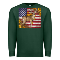 Sports Green Western American Flag And Deer Premium Sweatshirt - LillyAllenDesigns
