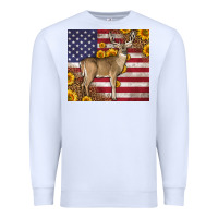 White Western American Flag And Deer Premium Sweatshirt - LillyAllenDesigns