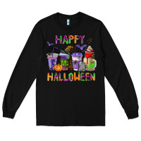 Black happy halloween coffee cups Long Sleeve Tee - AdoDesignShop