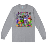 Heather Grey happy halloween coffee cups Long Sleeve Tee - AdoDesignShop