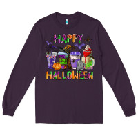 Plum happy halloween coffee cups Long Sleeve Tee - AdoDesignShop