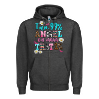 Charcoal Heather i am  99 angel but ohh that Zipper Hoodie - AdoDesignShop