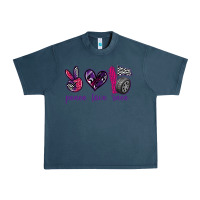 Midnight Navy peace love race Urban Heavy Tee - texasbilliewilder