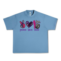 Pebble Blue peace love race Urban Heavy Tee - texasbilliewilder