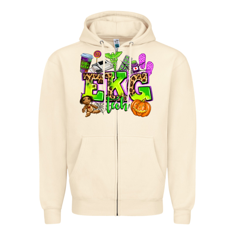 Ekg Tech Nurse Halloween Zipper Hoodie by AdoDesignShop | Teevron