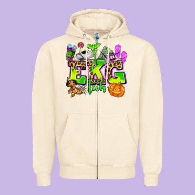 Ekg Tech Nurse Halloween Zipper Hoodie Designed By Adodesignshop