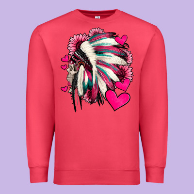 Indian Headdress With Hearts Valentine's Day Premium Sweatshirt Designed By Jasminsmagicworld