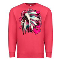 Cardinal indian headdress with hearts valentine's day Premium Sweatshirt - Jasminsmagicworld