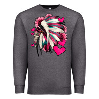Charcoal Heather indian headdress with hearts valentine's day Premium Sweatshirt - Jasminsmagicworld